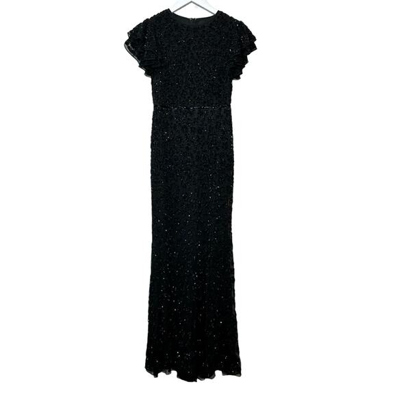 Mac Duggal Petite Embellished Cap Sleeve Fully Beaded Gown Black Women 2 NWOT - Picture 14 of 15